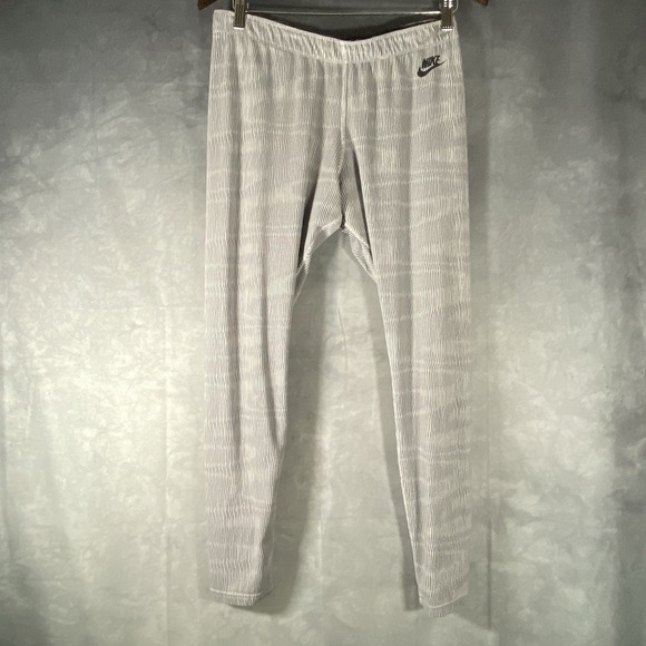 Nike Pants - Nike Leggings Women‎ sz L Swoosh Logo Stretch Athletic Gray Pattern